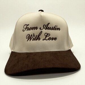 From Austin With Love Embroidered Hat | Cream & Brown Snapback